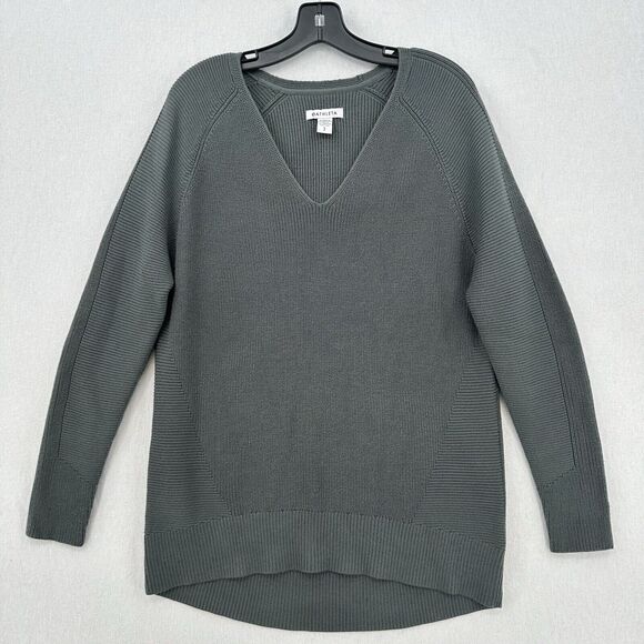Athleta Sweater Womens Small Hanover V-Neck Gray Knit Merino Wool Blend Relaxed - Picture 1 of 9
